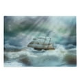 thumbnail image 1 of Ocean Cutting Board, Majestic Nautical Sealife and Pirate Boat Ship on a Wavy Deep Sea Art Print, Decorative Tempered Glass Cutting and Serving Board, Large Size, Blue Grey and White, by Ambesonne, 1 of 1