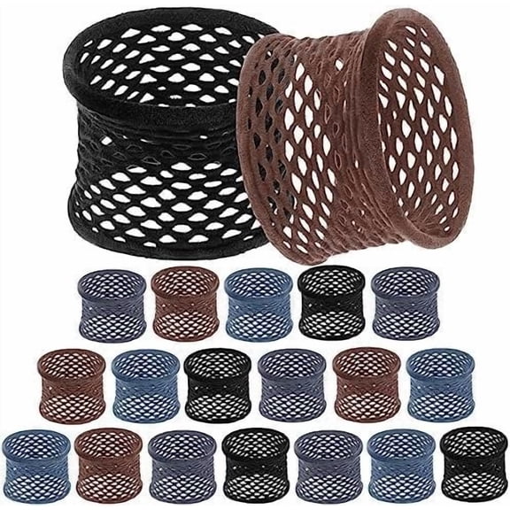 20 count Large Hair Ties Thick Hollow Stretch Ponytail Ties Netted Elastics Scrunchies for Thick Heavy Curly Hair(Bright Colors)