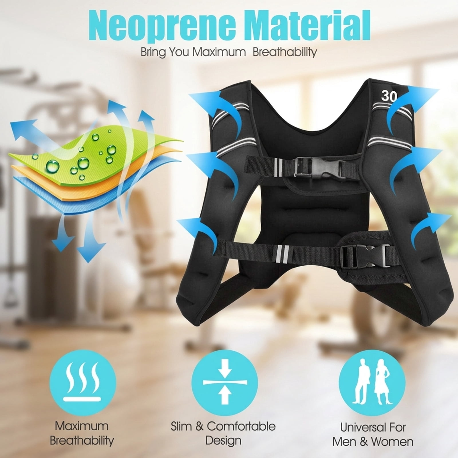 Airfind Adjustable Weighted Vest with Removable Pockets for Strength and Endurance Workouts for Men and Women, Black