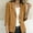 Gold, variant on Women's Linen Blend 3/4 Sleeve Blazer Jacket, Two Button Notched Lapel Open Front Suit Coat with Patch Pockets for Office Business Casual Daily Layering