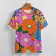 thumbnail image 3 of Nostalgic Vintage Floral Women's Short Sleeve T-Shirt Crew Neck Casual Summer Trendy Loose Fit Tops, 3 of 6