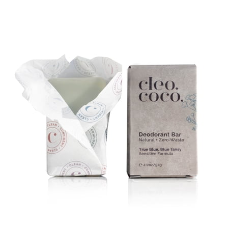 Deodorant BAR Zero-Waste - Sensitive Baking Soda Free, True Blue, Blue Tansy 2.0 oz