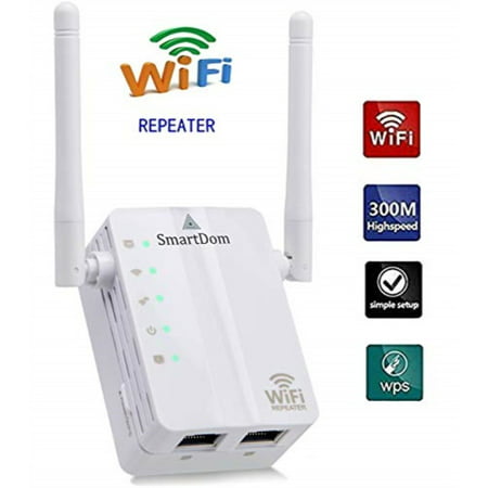 [upgraded 2019] smartdom wifi range extender with wps, internet signal booster -wireless wifi repeater-router and mini ap access point to smart home & alexa