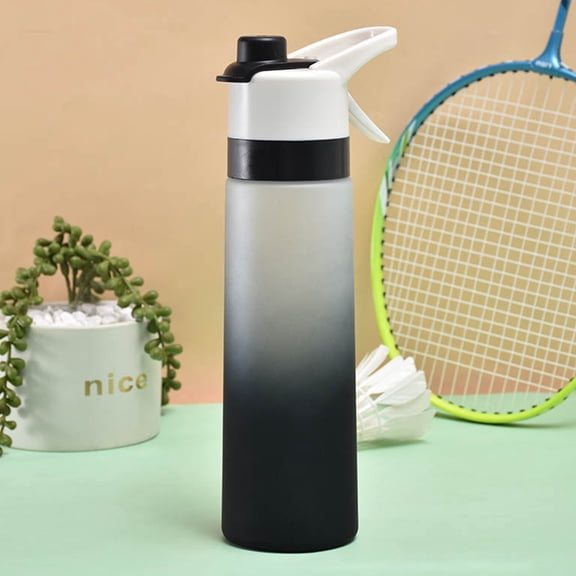 700ml Spray Water Bottle - Portable Leak-Proof Drinking Cup with Straw and Flip Top, Large Capacity Non-Breakable Outdoor Sports Bottle Black