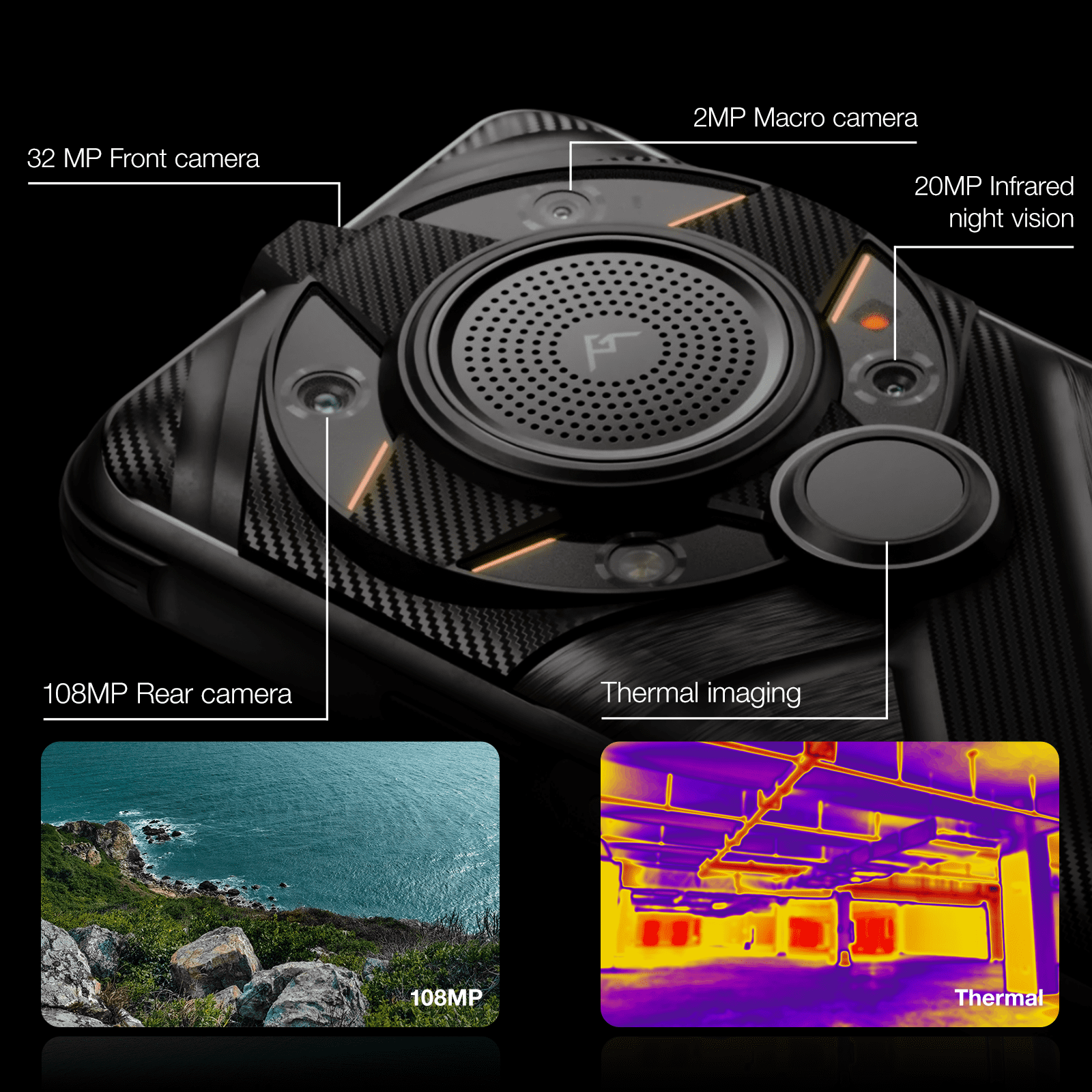 5G Unlocked Rugged Smartphone AGM G2 Guardian, Thermal Monocular Long Detection Range: 500m/yd, 10 mm Objective Lens, Cell Phone 6.58' FHD+ 120Hz DisplayQualcomm QCM6490 12GB + 256GB Storage