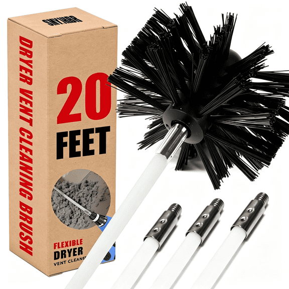 ACDANC Particle Furnace Cleaning Brush, 4"/6" Brush,Chimney Brush,Dryer Vent Cleaner Kit,Flexible Rods (Flexible Rods Dryer Vent Cleaning Kit 15Pcsrods 1Pcs 4" 1Pcs 6" Brush)