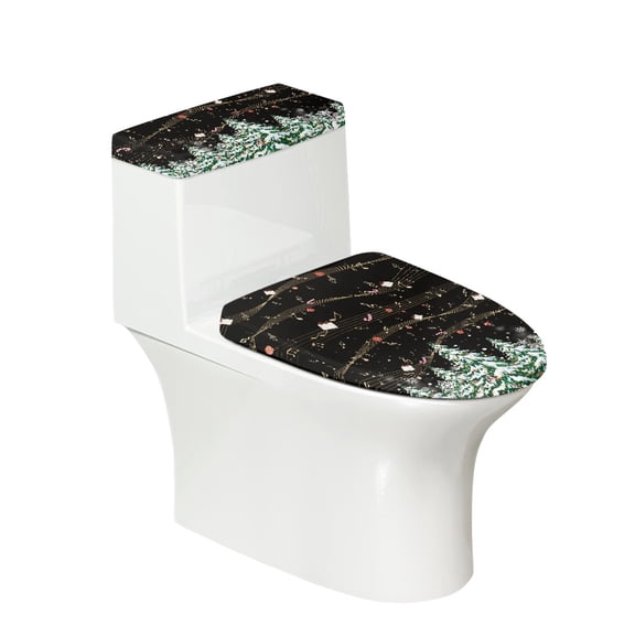 HELLHERO Merry Christmas Christmas Tree Light Strip Toilet Seat Cover Replacement of 2 Pcs Set Universal Bathroom Seat Covers Machine Washable Hotel Home