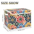 thumbnail image 5 of Yayeee Collapsible Cube Storage Bin with Lid Fabric Closet Decorative Basket with Handles, Dark Floral, 5 of 7