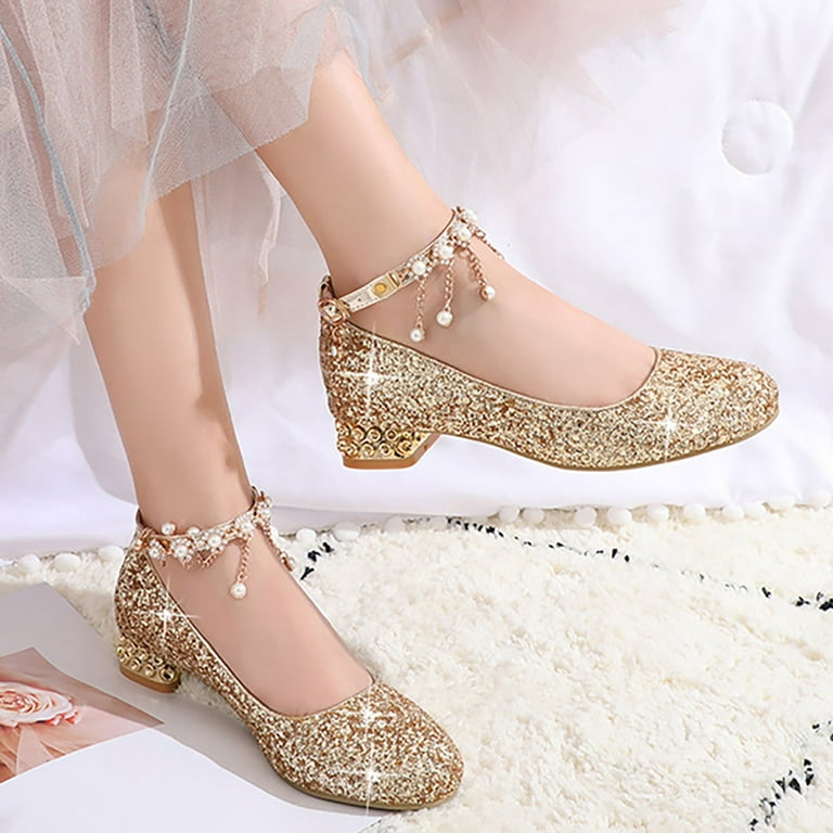 NIUREDLTD Big Kids Girls Closed Toe Pendant Princess Shoes Fine