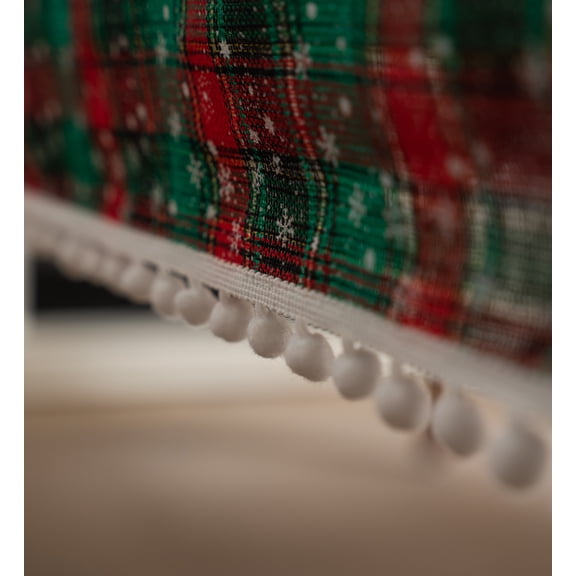 Christmas Plaid Tablecloth with Snowflake Pattern, 100% Terylene Waterproof Table Cover for Holiday Parties 59 x 70in
