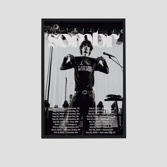 Music Poster - Sombr USA Tour - Vintage Style - Size 24x36 - Postora