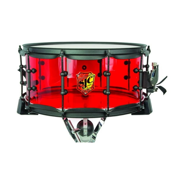 SJC Josh Dun Torch Snare Drum 6.5x14" Red Acrylic Shell Black Hardware