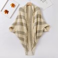 thumbnail image 2 of Women's Scarves Women Tassel Splice Poncho With Tassels Knitted Shawl Scarf Fringed Wraps Matching Cardigan Sweater Irregular Hem Casual Sweater Cardigan Scarf, Women's Accessories Scarf, 2 of 4