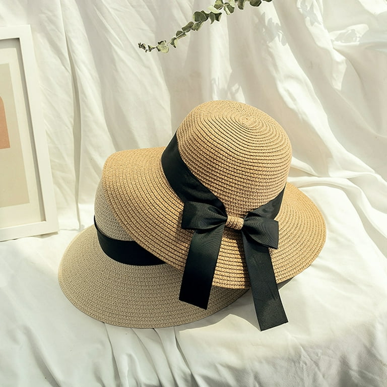 Women Straw Hat Summer Wide Brim Sun Hat Floppy Foldable  display picture 3