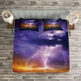 thumbnail image 3 of Ambesonne Nature Quilted Bedspread Set 3 Pcs, Epic Thunder Atmosphere, King Size, Purple and Orange, 3 of 3