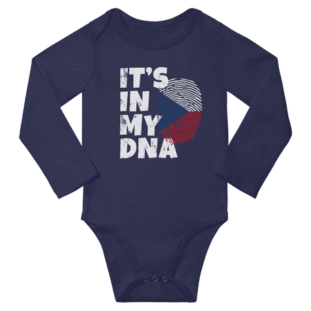 

It s In My Czech DNA Baby Long Sleeve Bodysuits Unisex Gifts (Navy 24 Months)