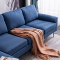 thumbnail image 6 of Sectional Couch Sofa for Living Room, Modern Futon Sofa Chaise L-Shape with Arm-Pillows & Metal Legs,Up to 4-Seat Capacity Sleeper Sofa (Linen-Blue), 6 of 7