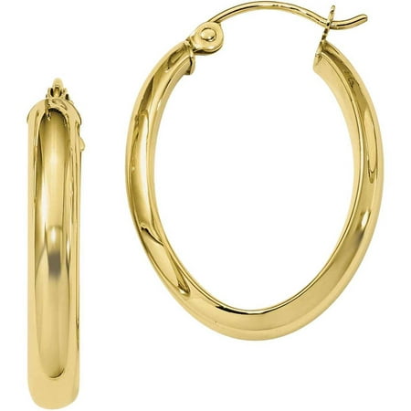 10kt Gold Polished 3.5mm Oval Hoop Earrings