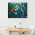thumbnail image 2 of COMIO  Canvas Print Wall Art Dolphin and Mermaid Under The Sea Ocean Digital Art Modern Art Nautical Scenic Colorful Ultra for Living Room, 2 of 4