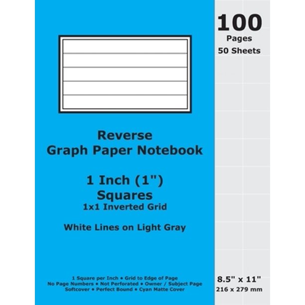reverse graph paper notebook 1 inch 1 in squares 85 x 11 216 x
