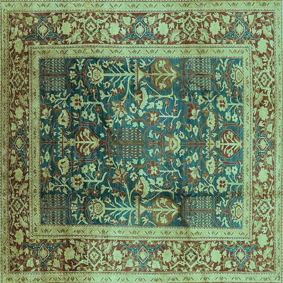 Ahgly Company Indoor Square Oriental Light Blue Industrial Area Rugs, 3' Square