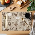 thumbnail image 2 of Coffee Placemats Set of 6, Beige Farmhouse Retro Beans Latte Tea Cup Funny Placemats for Dining Table, Place Mats for Kitchen Tabletop, Waterproof Wipeable Dining Table Mats Set, 2 of 9