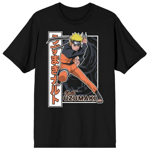 Naruto Uzumaki With Kunai Ninja Men's Black Graphic Tee-Large