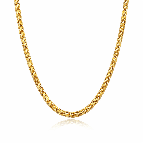 Real Italian 1/200 14k Yellow Gold Overlay Franco Chain Necklace Cadena Franco 3mm  20 inch  For Men and Women Crafted In Italy