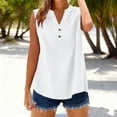 thumbnail image 2 of TARIENDY Womens Summer Tank Tops Sleeveless V Neck Shirts Cotton Linen Tank Top Plus Size Blouses Boho Buttons Shirt Beach Vaction Clothes White XXL, 2 of 8