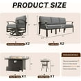 thumbnail image 3 of ALAULM Aluminum Patio Furniture Set with Propane Fire Pit Table 8-seat Metal Outdoor Furniture w/Fire Pit Patio Sectional w/5.1" Cushions for Patio, Backyard, Poolside-Grey, 3 of 6