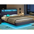 thumbnail image 6 of Afuhokles Queen Floating Bed Frame with LED Lights Headboard, USB-C/A Power Combo, Upholstered Platform Bed, Dark Gray, 6 of 8
