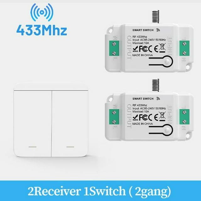 Lefu Wireless Light Switch Remote Control Switch Kit RF 2-Gang Switch And 2 Receivers Smart Outlets Wall Switches Electrical Supplies