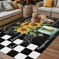 thumbnail image 2 of Fsddascl Sunflower Vintage Outdoor Rug for Patio/Deck/Porch, Non-Slip Large Area Rug 4 x 6 Ft, Farmhouse Floral Black Checkered Indoor Outdoor Rugs Washable Area Rugs, Reversible Camping Rug Carpet, 2 of 5