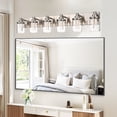 thumbnail image 2 of Melucee 5CCT Dimmable LED Brushed Nickel Vanity Lights 6-light, Modern Vanity Lighting Fixtures with Crystal Light Columns and Clear Glass for Bathroom Bedroom, 2 of 7