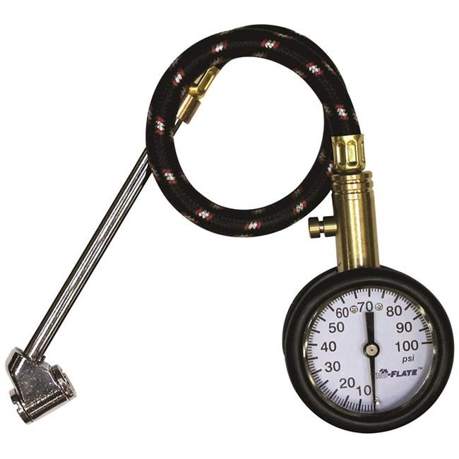 TruFlate 17569 5100 PSI Professional Dial Tire Gauge with 12 in. Flex
