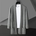 thumbnail image 2 of Txeol Mens Knit Jacket Cardigan Long Sleeve Shawl Lapel Open Front Coat Casual Outerwear Jackets with Pockets 2025,Dark Gray,XXL, 2 of 10