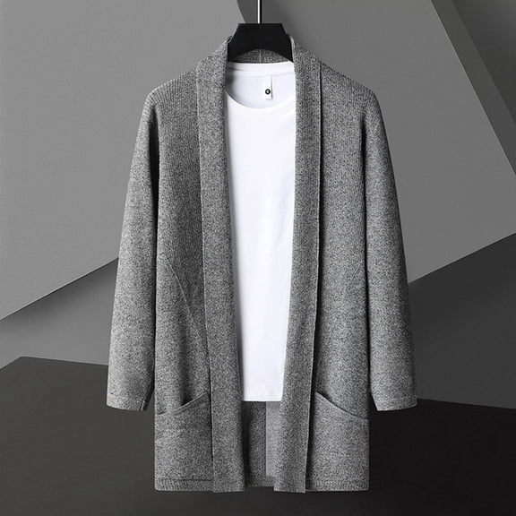 DayScoop Casual Sweater for Men Long Sleeve Cardigan Big & Tall Solid Color Fashion Turndown Collar Button Tops Plus Size