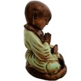 thumbnail image 3 of Stoneage Arts Peaceful Praying Monk Figurine Features Many Symbolic Elements (Green, 7 Inch), 3 of 5