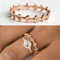 thumbnail image 2 of Womens Fashion Copper Ring, Rattan Pattern Electroplated Geometric Design, Rose Gold Temperament, Sizes 6-10, 2 of 5