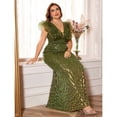 thumbnail image 6 of AURA Plus Size Evening Dress Deep V Neck Sequin Slim Fit Party Long Skirt 0XL-4XL, 6 of 8