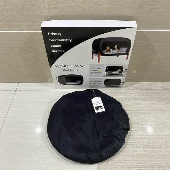 YCMOYLAYW Bed tents,Bed Tent Twin Bed Canopy Portable Dream Tent for Kids and Adult Indoor Sleeping Tents with 2 Doors Breathable Private Space Tents, Black