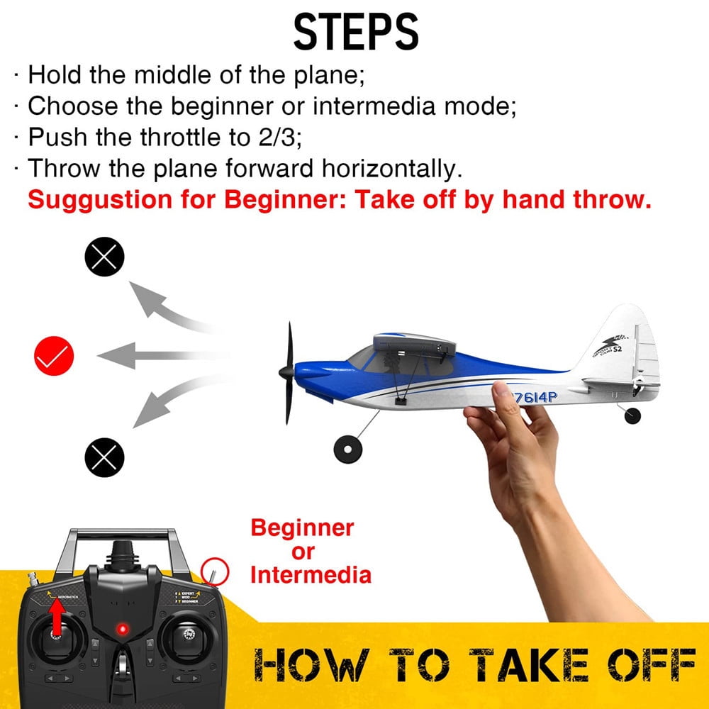Volantex RC Plane Sport Cub 500 Glider Aircraft Aerobatic 2.4G 4CH RC Fighter RTF for Beginner Blue