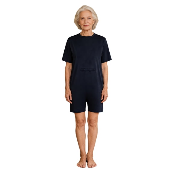 vastwit Adaptive Jumpsuit for Women Men Anti-strip Back-zip Bodysuit Elderly Adults Rompers for Special Needs Navy Blue XXL