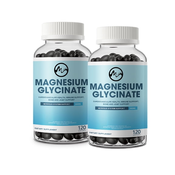 (2 Pack)Magnesium Glycinate Capsules 500mg - Support Bone Immunity, Heart Health & Help Natural Sleep-120 Capsules