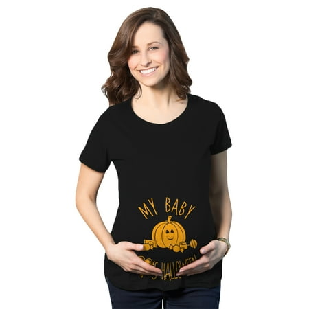 

Maternity My Baby Loves Halloween Cute Pumpkin Pregnancy Halloween Tshirt (Black) - M
