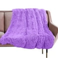 thumbnail image 1 of LOCHAS Super Soft Shaggy Faux Fur Blanket, Plush Fuzzy Bed Throw Decorative Washable Cozy Sherpa Fluffy Blankets for Couch Chair Sofa (Purple 60" x 80"), 1 of 7