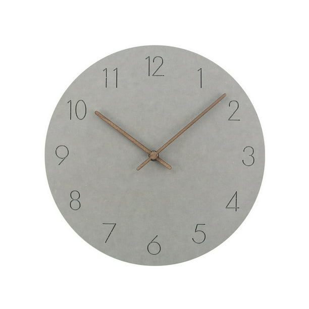 Simple Modern Wooden Wall Clock for Home Living Room Decor light grey