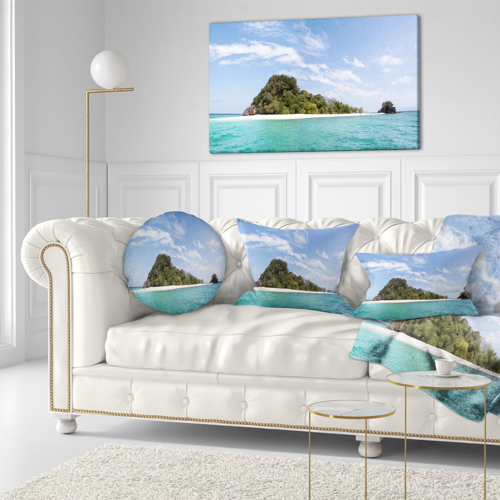 Designart 12" x 20" Blue Polyester Throw Pillow