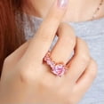 thumbnail image 5 of Romantic Rose Gold Plated Cubic Zirconia Pink Heart Ring for Brides Engagement, 5 of 9