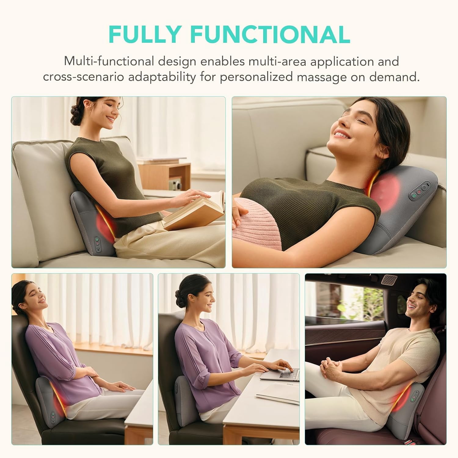 Cordless Back Massager for Pain Relief Deep Tissue 4D Neck and Back Massager with Dual Sided Heat Valentine Gifts for Men and Women Dad Mom Grandpa